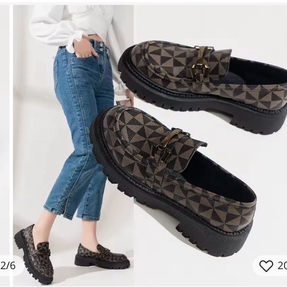 Brown Geometric Loafers with Chunky Soles - Picture 3 of 3